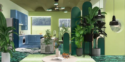 Green and blue eccentric kitchen 