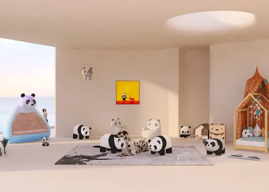 Little kids panda room￼ Design Rendering