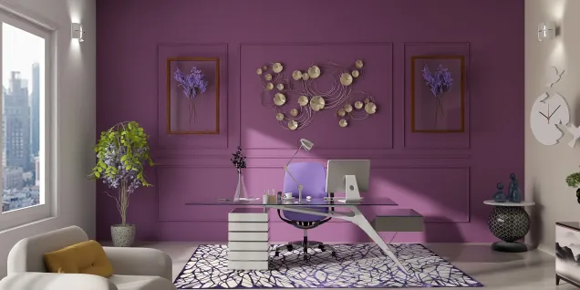 Purple office W/ Natural Lighting 