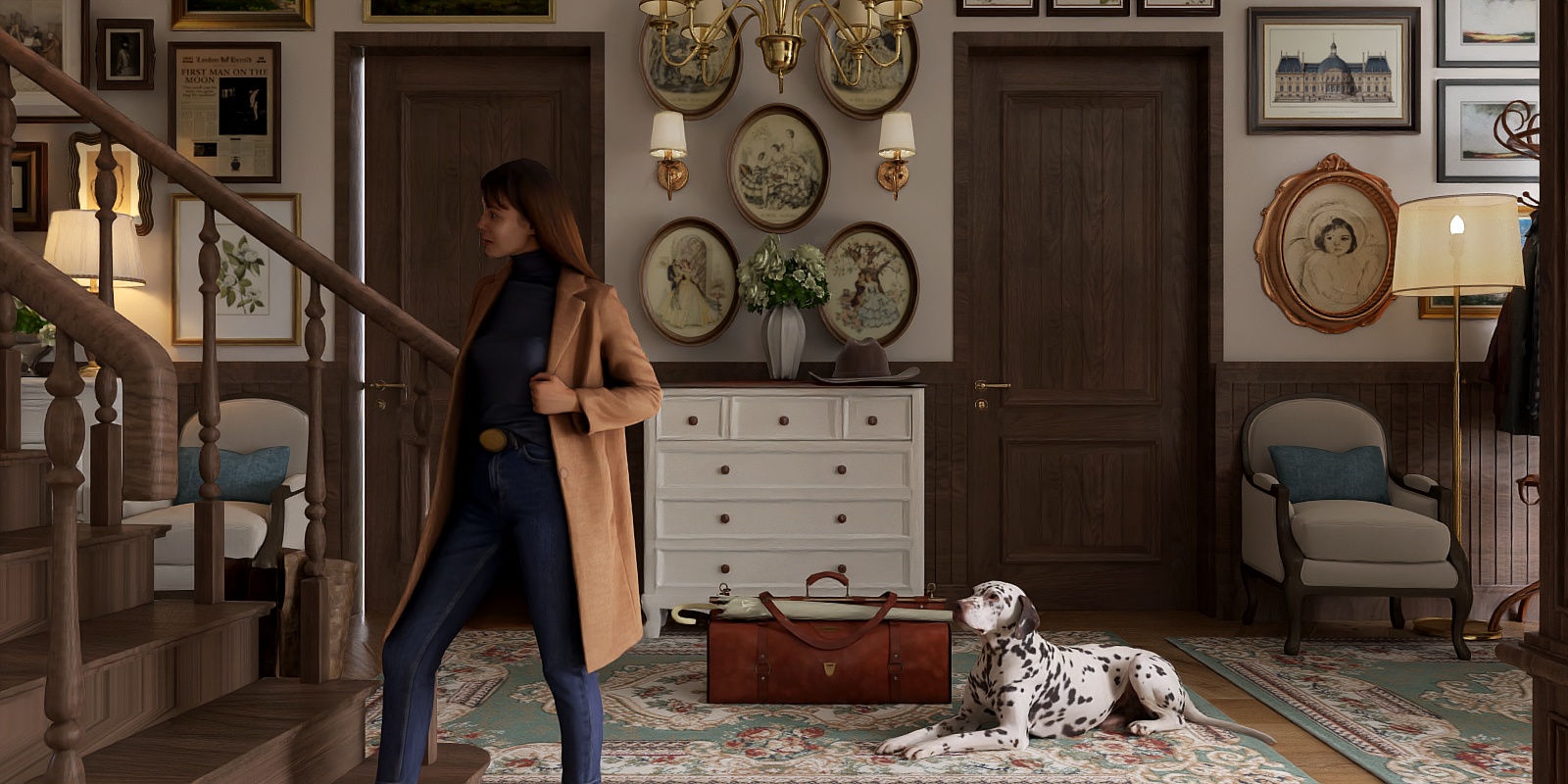 American Country Style Entrance Hallway 🇺🇸