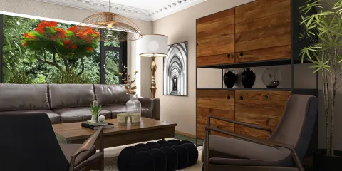 modern living room design featuring a cozy sofa and stylish decor with a focus on natural light, utilizing Homestyler's real-time 3D rendering for an accurate preview of the design.