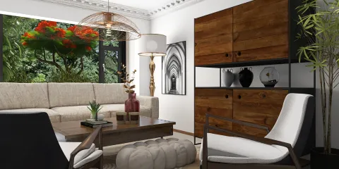 Living room furniture arrangement showcasing a cozy design style, optimizing space with smart furniture placement using Homestyler's real-time 3D rendering feature.