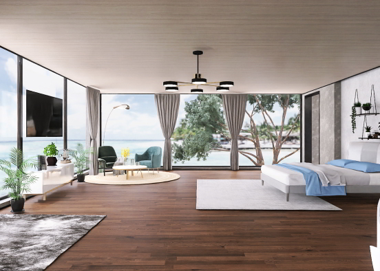 a tropical beach bedroom  Design Rendering