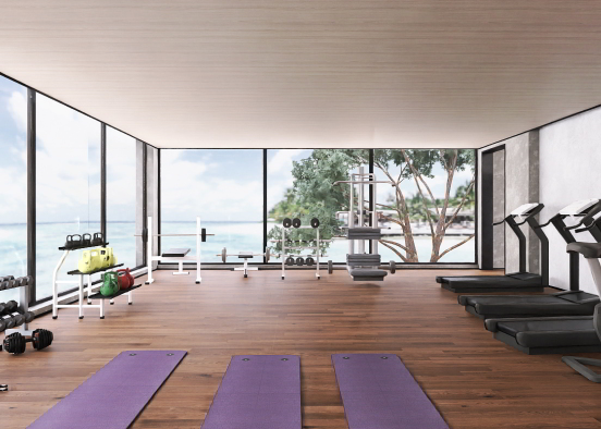 Gym and yoga room Design Rendering