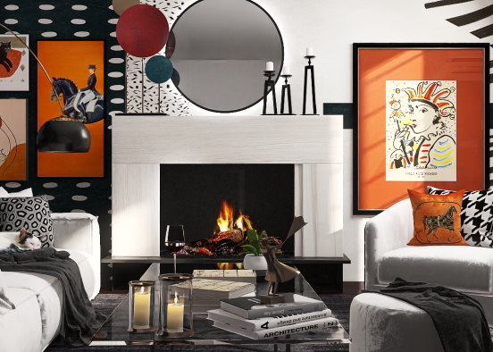 Graphic Living Room  Design Rendering