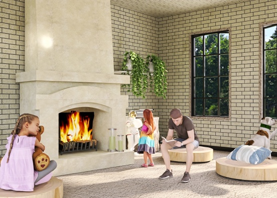 a house fireplace ...  Design Rendering
