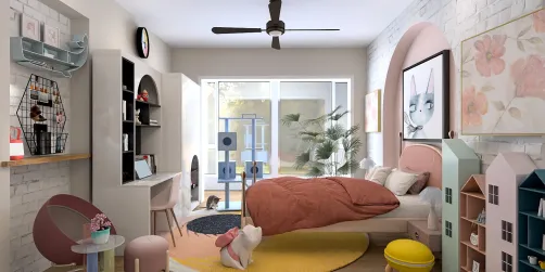 Pink,blue kids room 