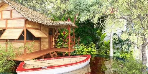 Cabaña en el agua