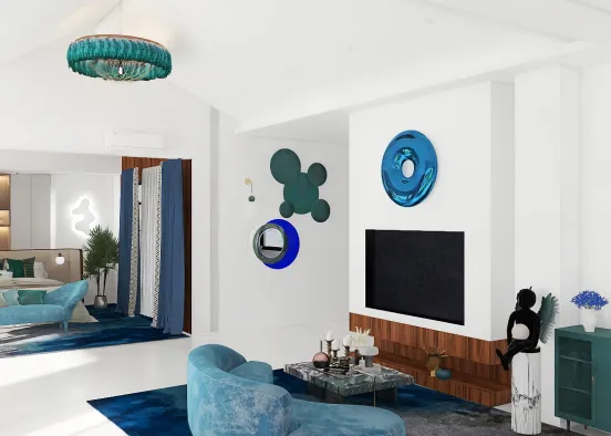Turquoise Bedroom Design Rendering