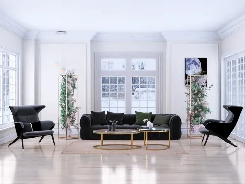 Modern black living room