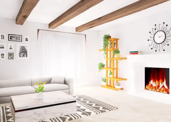 Living Room In White Design Rendering