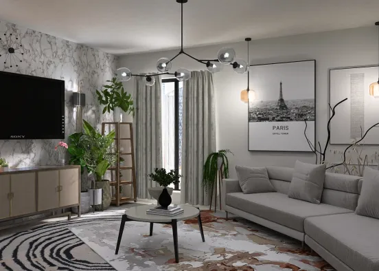 glamour living room  Design Rendering