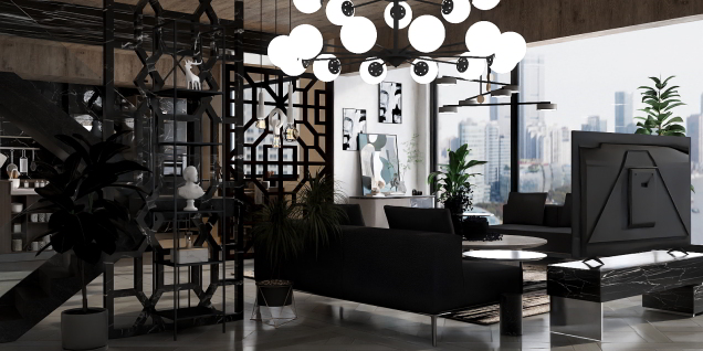 luxury black and white marble apartment 
