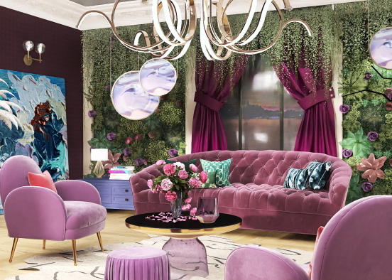 My purple living room 💜💜 Design Rendering