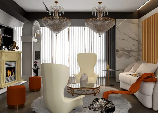 gala glamour living room  Design Rendering