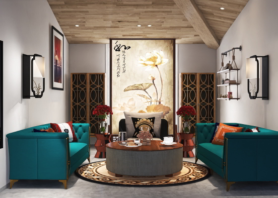 Elegant Living Room  Design Rendering