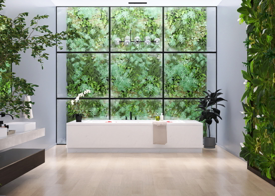 Modern green bathroom Design Rendering
