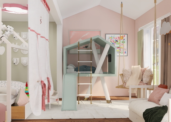 pastel toned kid room Design Rendering
