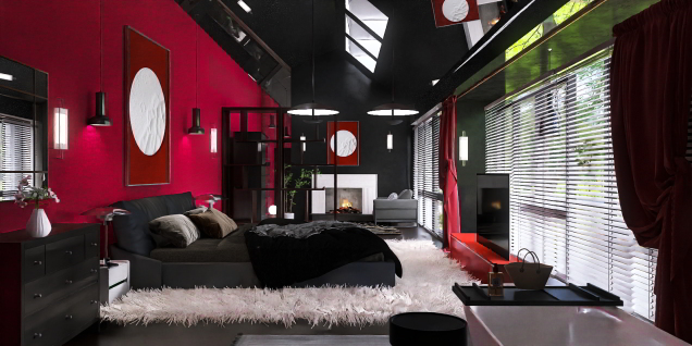 High Contrast minimalist bedroom ❤️
