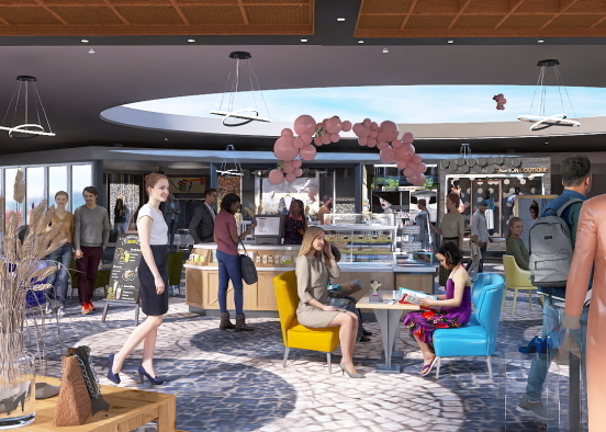 Pop-up mall cafe  Design Rendering