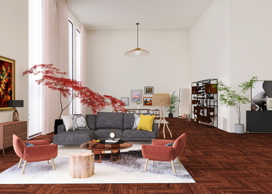 Autumnal Cozy Living Room  Design Rendering