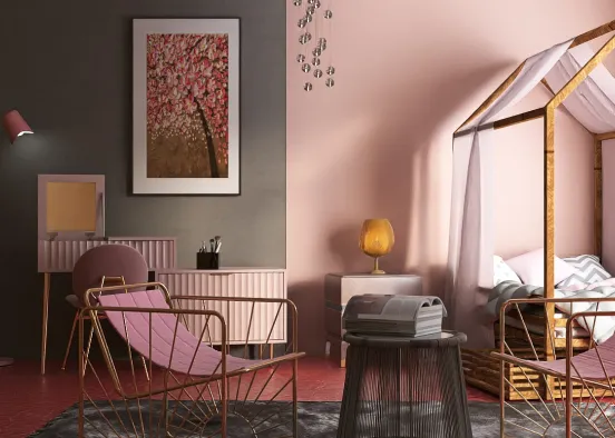 Peachy Bedroom  Design Rendering