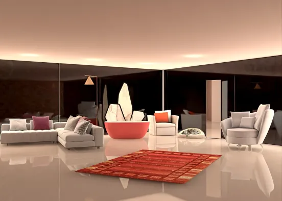 Sala de estar com banheira Design Rendering