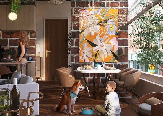 # A Chic Family and Pet Apartment Визуализация дизайна