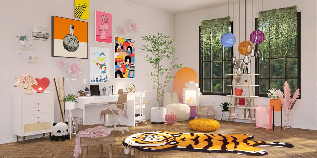 a living room filled with furniture and a cake 