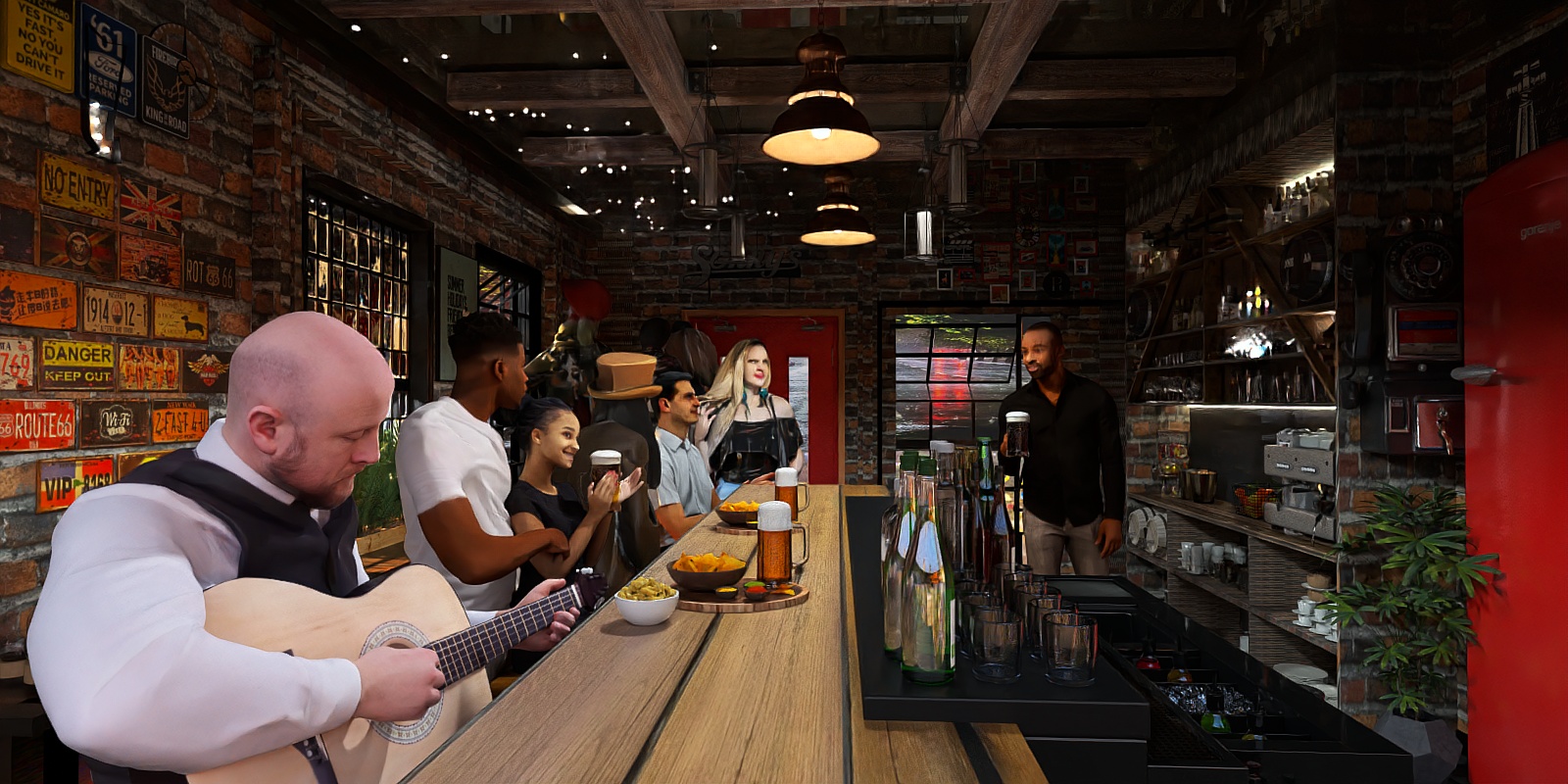 Happy Evening in the Pub