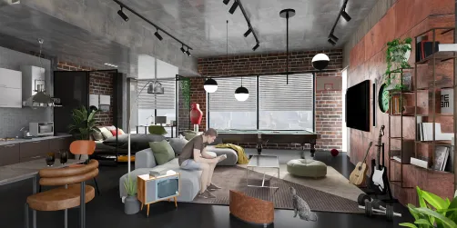 Industrial studio room for my teenage son & his 🐈
