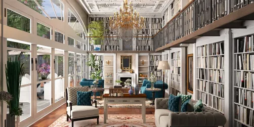 Sala de Estar e Biblioteca