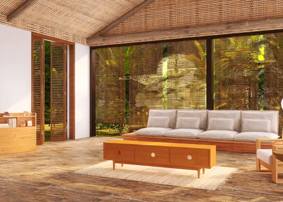Tropical wood living room Design Rendering