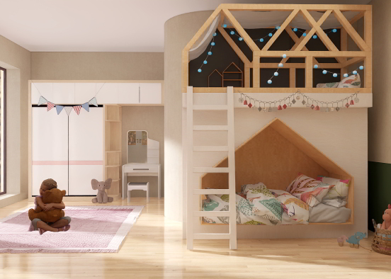 Cute kids bed room Design Rendering