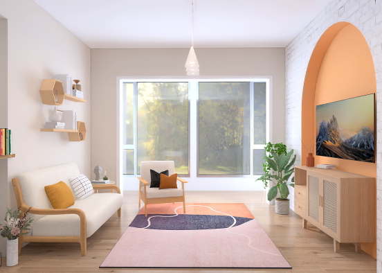 orange living room Design Rendering