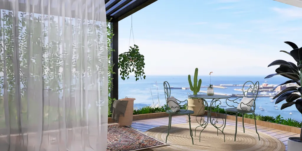 a table with a glass table cloth and a glass table with a balcony 