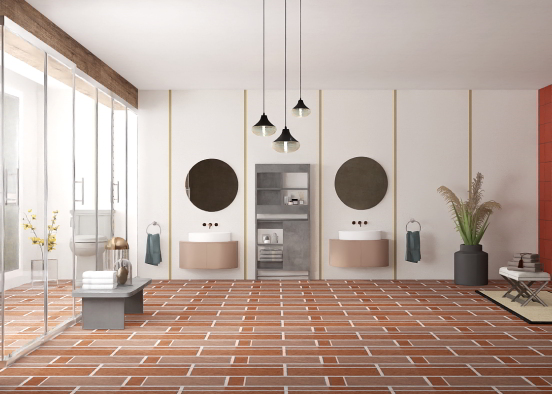 Mosaic interior bathroom Design Rendering