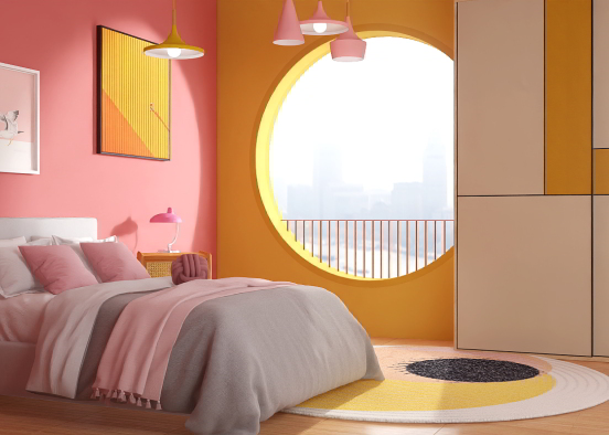 colourful modern bedroom Design Rendering