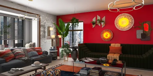 red wall room