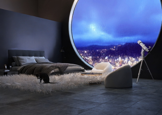 Night In The City Bedroom Design Rendering