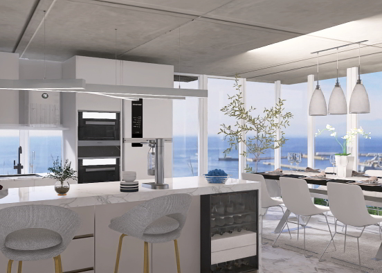 White serenity in kitchen 🫶 Design Rendering