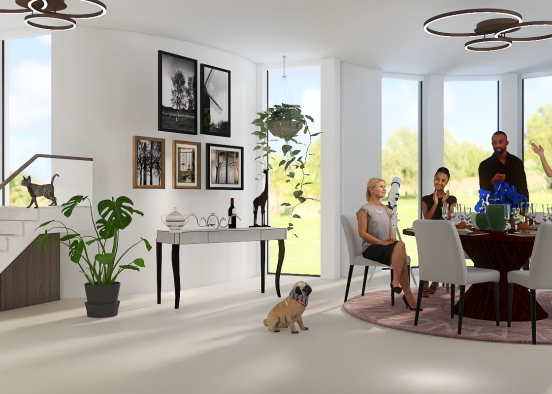 Contemporary dining room with friends Design Rendering