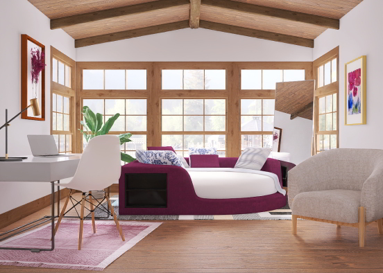 Purple accent room Design Rendering