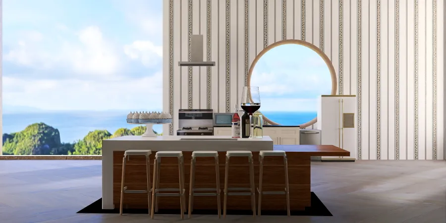 a kitchen with a table and a window 