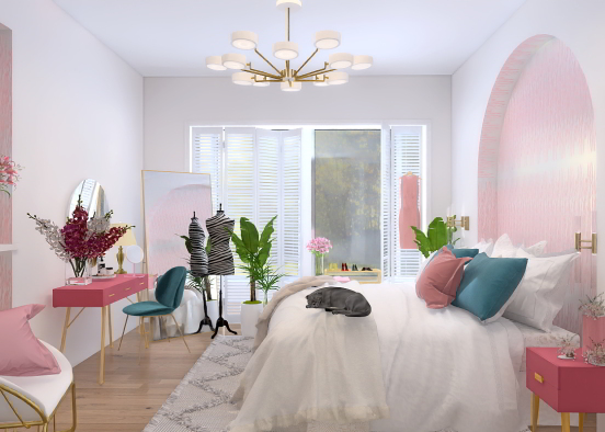 Barbie inspired bedroom with closet  Design Rendering