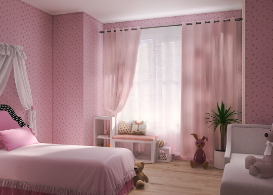 pink kids room Design Rendering