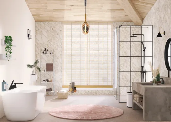 Spa inspired Luxury Bathroom  Design Rendering