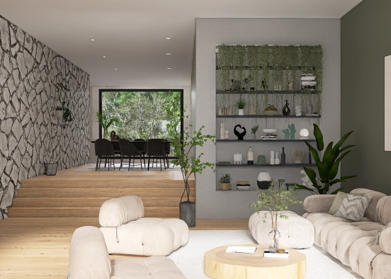 green livingroom - modern Design Rendering