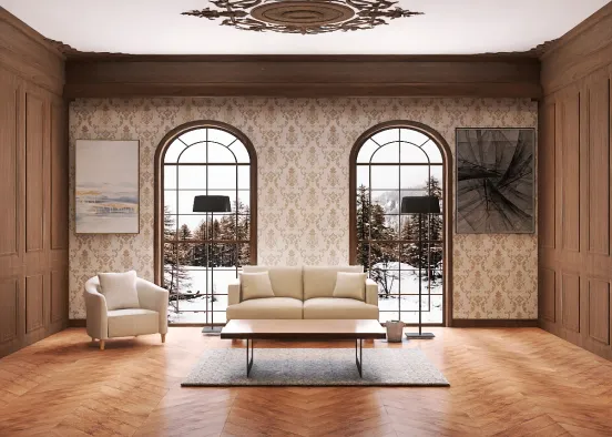 Royal Living Room Design Rendering