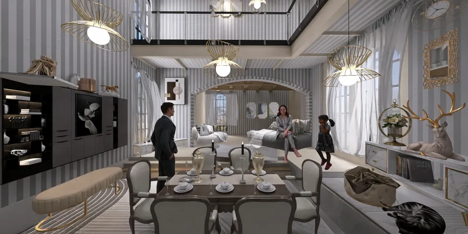 living room design featuring contemporary furniture arrangement in a modern style enhancing social interaction with Homestyler's real-time 3D rendering